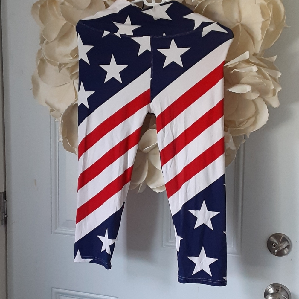Red white and blue capri yoga